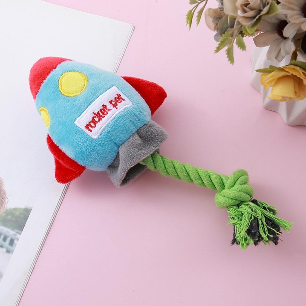 Rocket Shape Pet Dog Sound Plush Toy Plush Dog Chew Toys Cute Dog Interactive Toy  Puppy