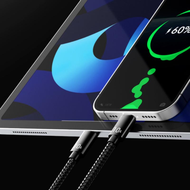 10A 120W Super Fast Charging Cable Type-C Nylon Braided Data Transfer Cord For Phone Laptop