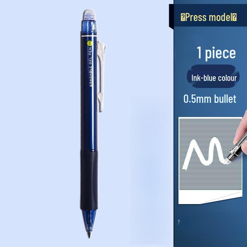 Chenguang Blue-Black Erasable Pen for Grade 3 Students - Heat-Sensitive Gel Ink, Blue