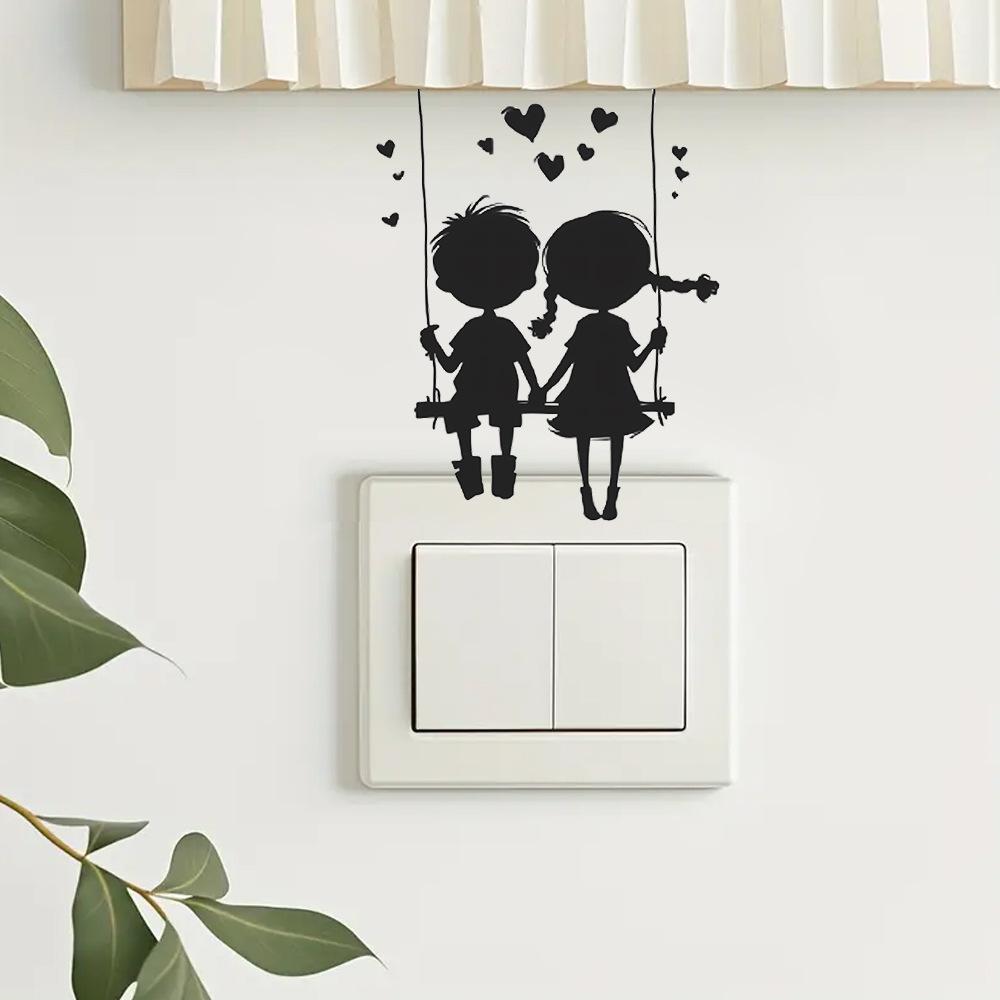 Valentine‘s Day Swinging Couple Switch Plate Sticker Romantic Home Decor Self-Adhesive Removable Decal