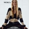 MO&Co. Women's Striped V-Neck Knit Sweater