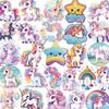 56PCS Kawaii Unicorn PET Sticky Sticker Aesthetic Tear Open DIY Colored Decoration Scrapbooking Sketchbook Supplies for Kids