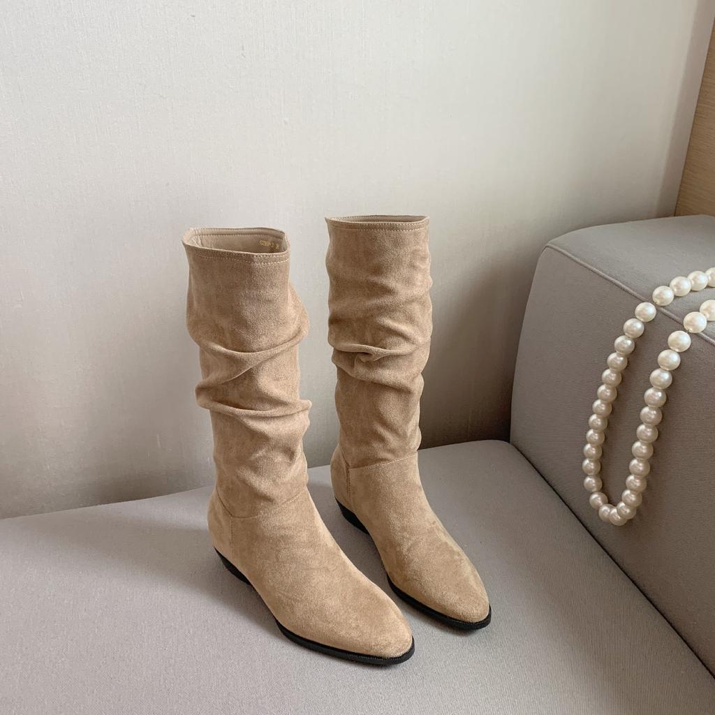 Grape mother retro pointed thick heel heightening western cowboy boots medium tube thin boots women's 2894-3 retro trend