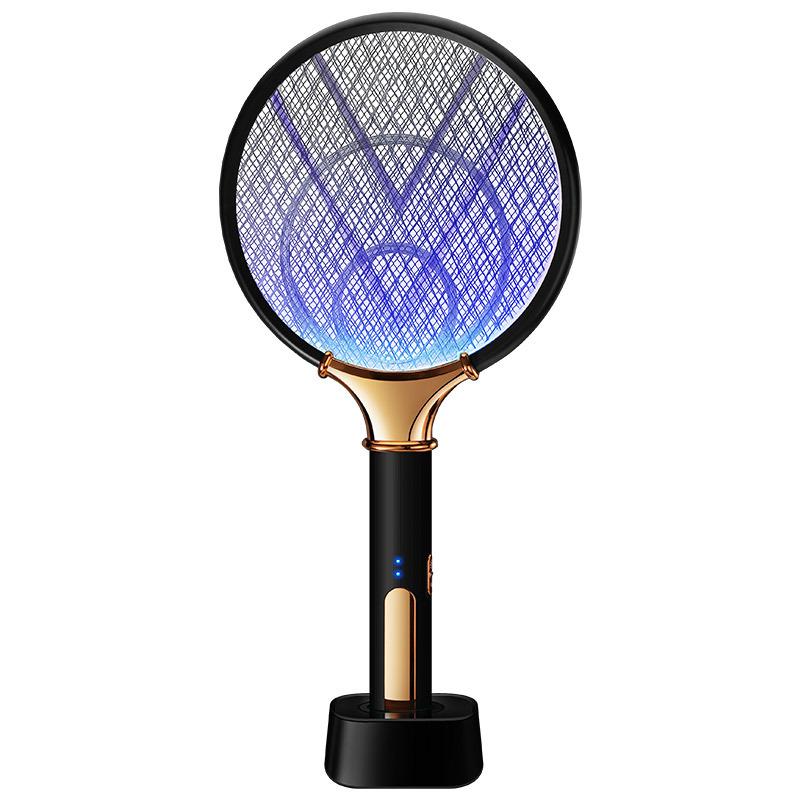

Mosquito Racket 2 In 1 USB Rechargeable Fly Zapper Swatter Lamp Seduction Trap Summer Night Baby Sleep Protect Tools чорний