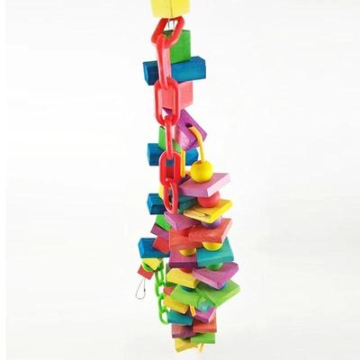 For Pet Bird Parrot Chew Toy Bird Perch Leather Colorful Building Block Cotton Rope Big Swing