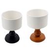 2Pcs Delicate Wood Dessert Bowls Retro Tall Candlestick Stand Vintage Ceramic Goblets  Restaurant
