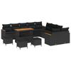 Garden Sofa Set with Cushions 14 Pcs Black Poly Rattan