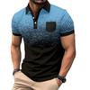Casual Pocket Button Men's Printed Polo Shirt