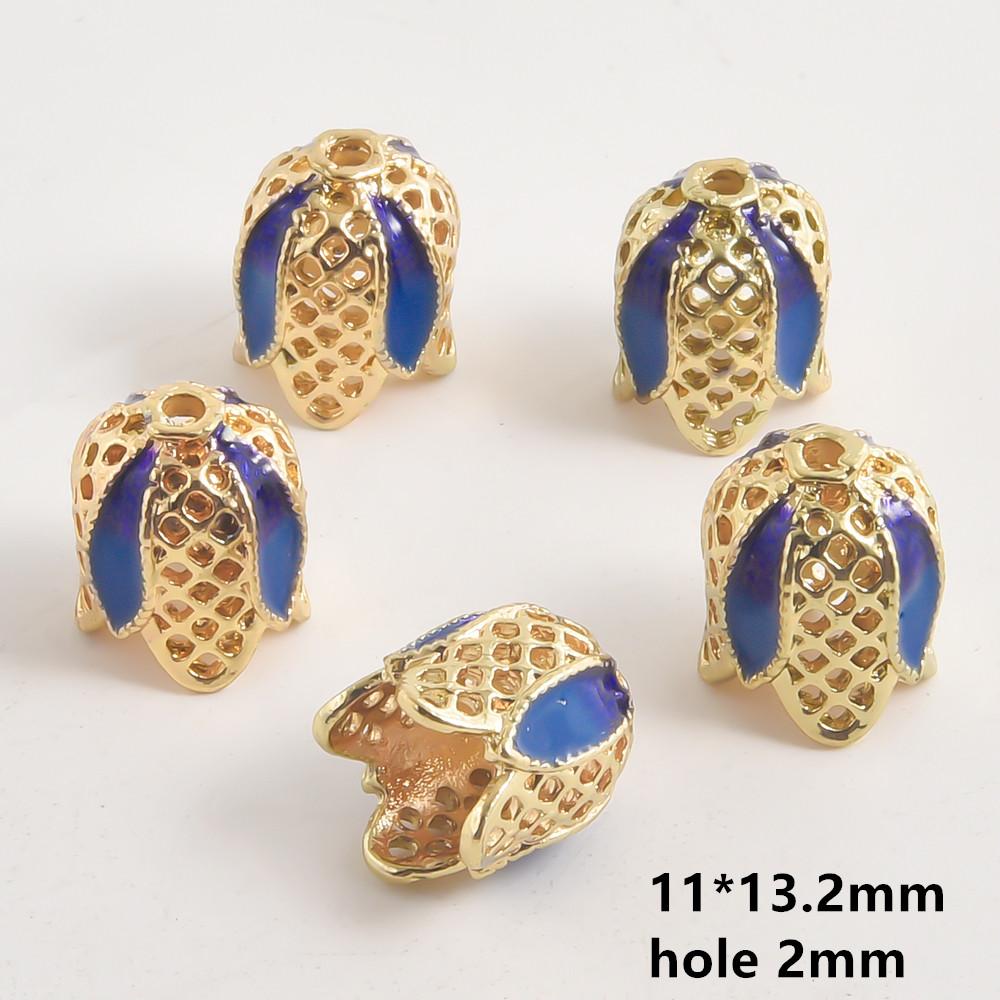 10pcs/Lot Vintage Enamel Flower Bead Cap Accessories For Jewelry Making Supplies Bohemia End Caps Handmade Connectors Materials