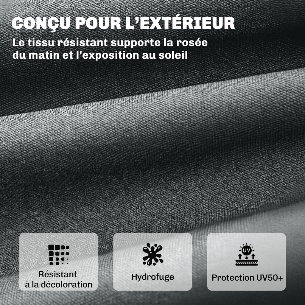 Memory Foam Sun Lounger Cushion, Straps, UV50+ Protection, 198 X 65 X 13 Cm, Dark Grey