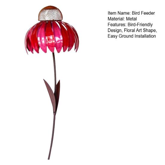 Bird Feeder, Painted Iron Bird Feeder with Petal-Top Grain Storage, Iron Art Design Bird Feeder for Hummingbirds And Finches Outdoor Garden Decoration