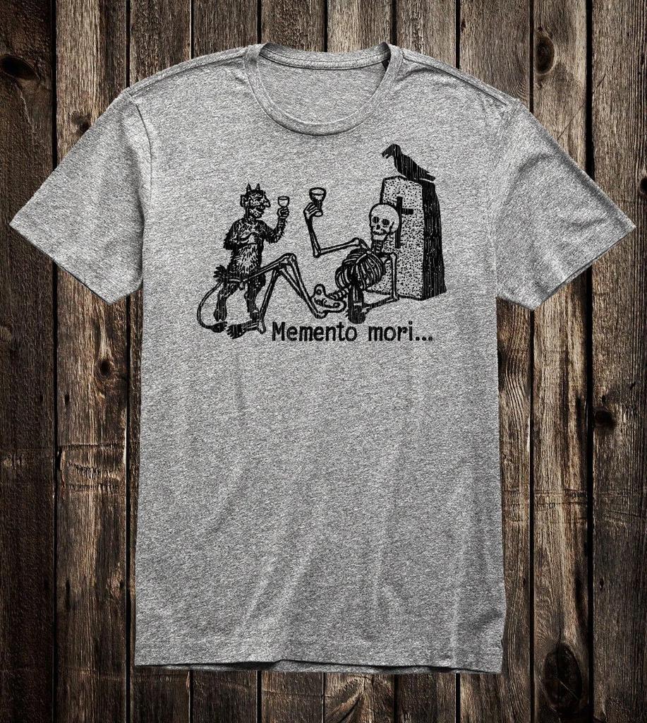 Retro Prison Tattoo Tee T shirt Vtg Art Skull Skeleton Devil Satan Memento Mori