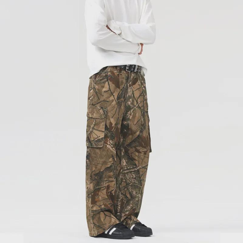 Salopetă LKTM Camuflaj Retro American: Pantaloni casual de exterior la modă, cu croială largă, pentru bărbați și femei