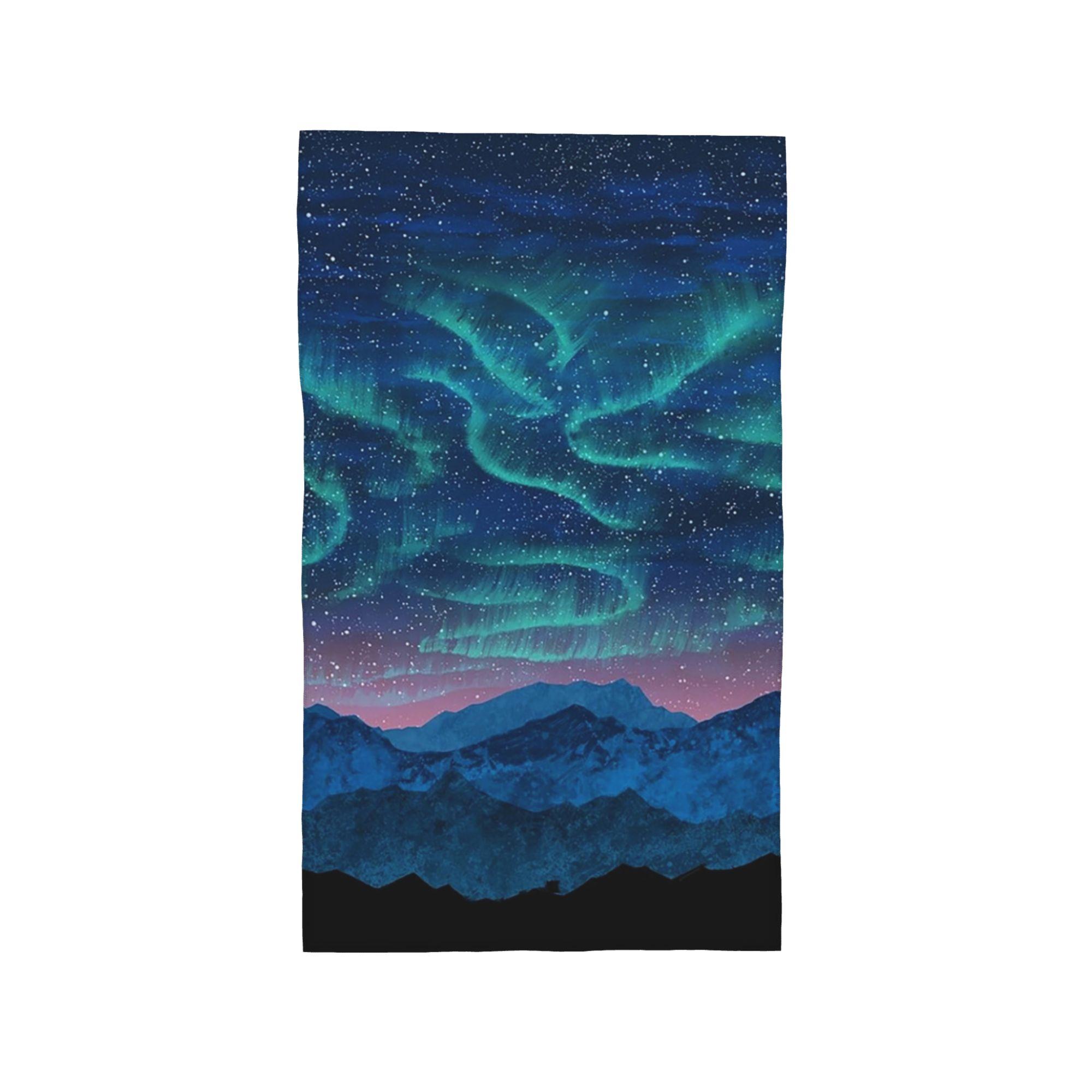 

Aurora borealis over mountain Soft Face Towel Quick Dry Pool Bath Cotton Towels Absorbent Quick W40*H60(CM)