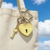 Practical Oversized Heart Lock Bag Charm With Star Clasp Stylish Bag Pendant Key Holder For Women Fashion Accessory