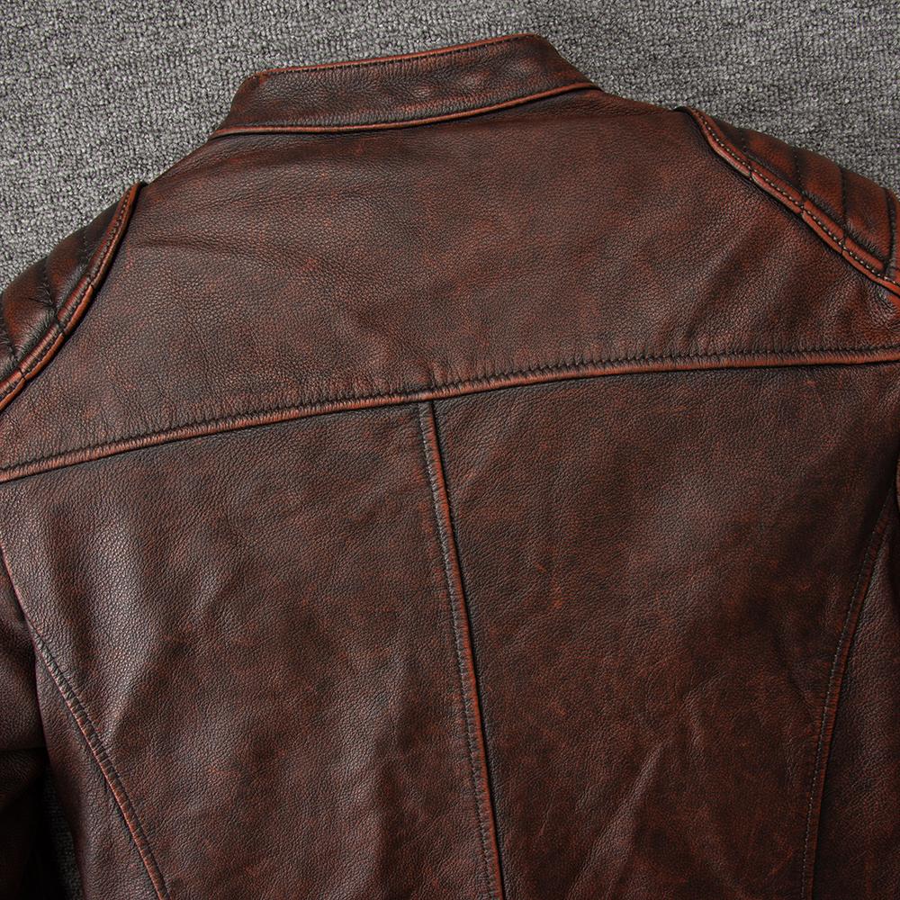 Men Leather Jacket Slim Fit Short Genuine Cow Jackets Men's Cowhide Coat Biker Style Sheepskin Clothes Spring Autumn