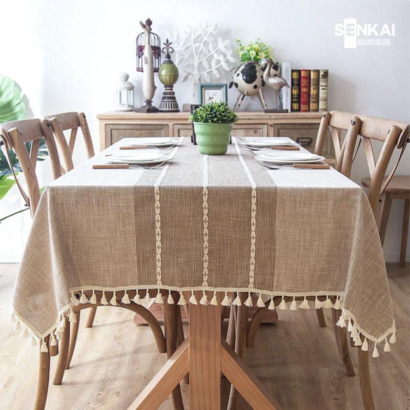 Modern Minimalist Cotton Linen Blend Tablecloth Dining Table Coffee Decorative Rectangular Cover