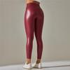 Leggings High Waist Yoga Sports Women Pants Elastic Pu Leather High
