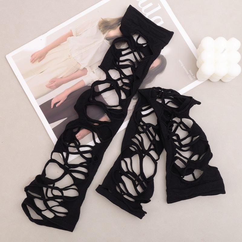 

2 пары готических нерегулярных полых чулок для женщин, рваные колготки с дырками на лямках для девочек, лолита, рваные сексуальные носки для вечеринок чёрный