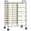 VidaXL Mobile Storage Cart with 15 Drawers XXL White Plastic