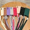 Braided Crossbody Lanyard Strap Phone Case for Samsung Galaxy S24 S23 S21 FE Plus S25 S22 Ultra Wallet Card Bag Silicone Cover