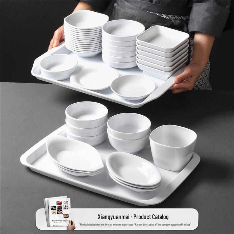 Zweifarbige Melamin-Tischware: Kleines Schalen- und Schalenset für Buffet und Grill-Dipsaucen.