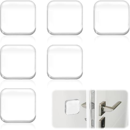 6 Pcs Clear Door Stoppers for Wall, Thickened Square Bumper Guards Clear Wall Protector Self-Adhesive Door Handle Protector for Home Office