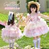 Lolita Girls' Princess Dress Summer New Flower Fairy Dress Children's Super Fairy Monet Garden Birthday Dress