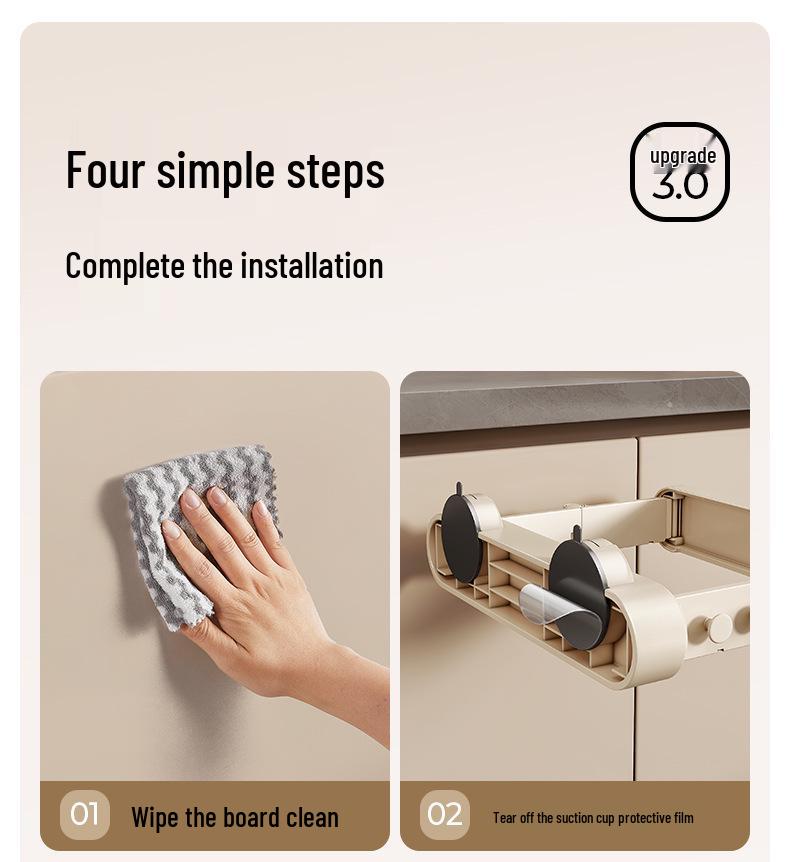 Meirui De Wall-Mount Kitchen & Bathroom Trash Can with Suction Cup and Hanging Rack