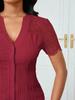 Women's Summer V-neck Embroidered Hollow Short-sleeve Shirt