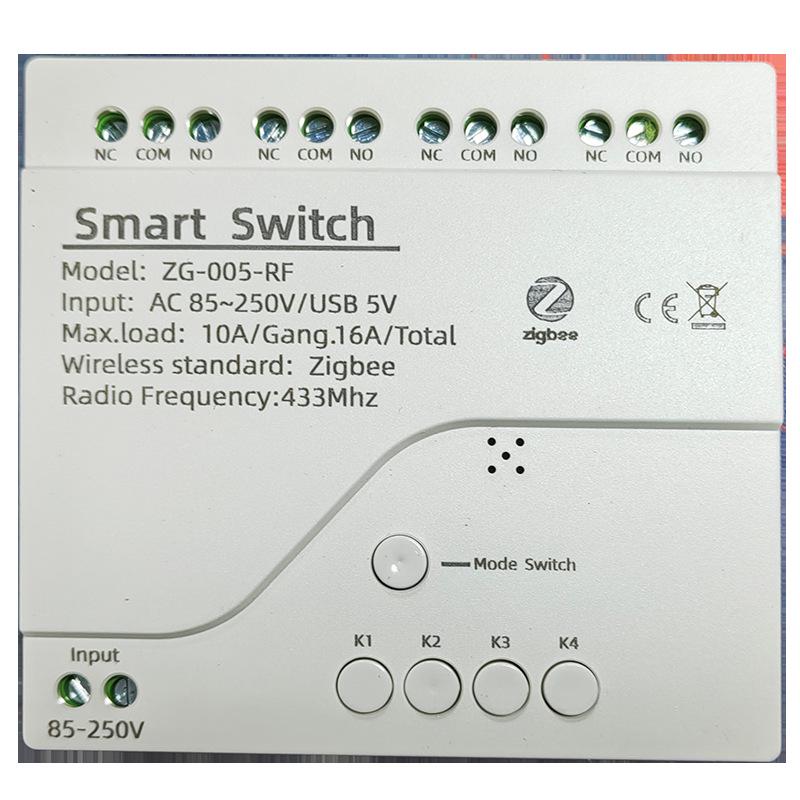 Tuya Zigbee 4-Channel Smart Control Module with Wireless Dual Control and Multi-Control Remote.
