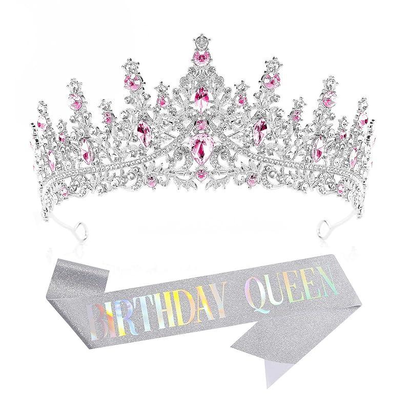 Tiara for Women, Crystal Queen Crowns, Rhinestone Princess Tiaras, Royal Hair Accessories Perfect for Birthday Decorations, Wedding Brides, and