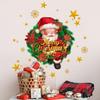 English Merry Chirstmas Santa Claus Wreath Wall Sticker with Double-sided Visible Glass Wall Sticker