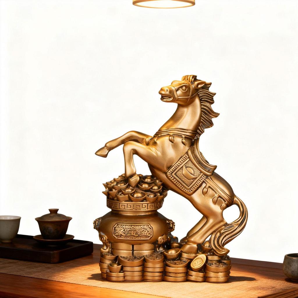 Pferd Figur Tier Statue Kunsthandwerk Harz Feng Shui Skulptur für Büro Einrichtung Schreibtisch