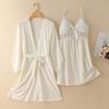 New Autumn Velvet Pajamas Two-piece Robe Set Feminine Lace See-through Robe Bathrobe Casual Velvet Home Clothes
