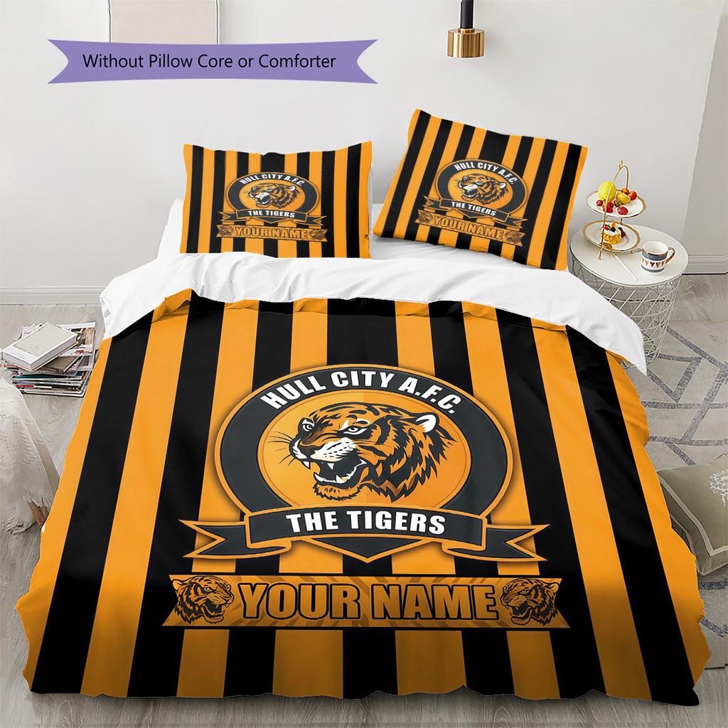 Custom Name Hull City Pattern Bedding Quilt Set Home Decoration Gift (1 * duvet cover + 2 * pillowcase without core)