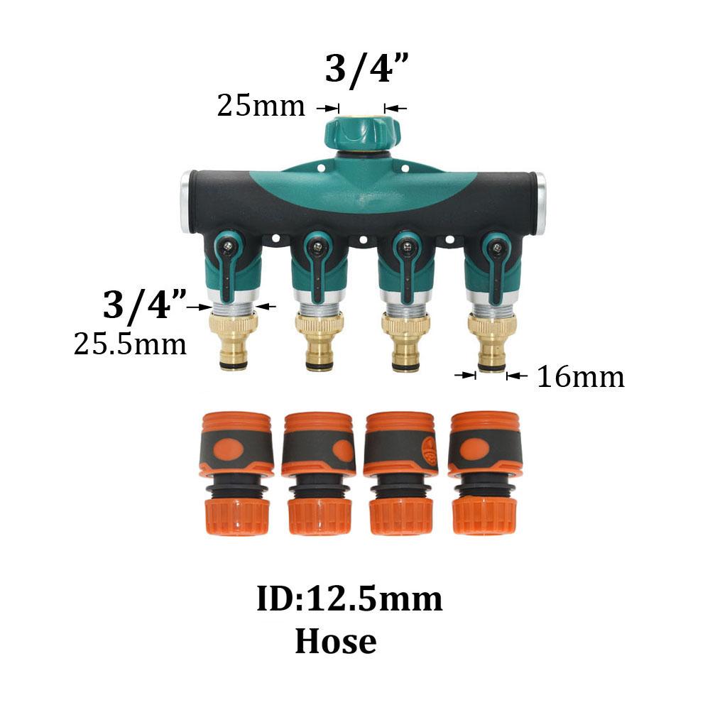 Brass 3/4 Inch Thread 2- Way Garden Tap Water Splitter Copper Y Irrigation Valve 5/8" Quick Connector Cranes Adapter 1pcs