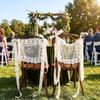 2PCS French Romantic Wedding Chair Back Lace Cover Creative Strap Chair Cover  Chair Decor