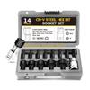 F26C Complete 14Pcs Hex Bit Impact Socket Set Suitable for 1/2"(12.5mm) Ratchet Wrenches and Power Tool Professional Tools