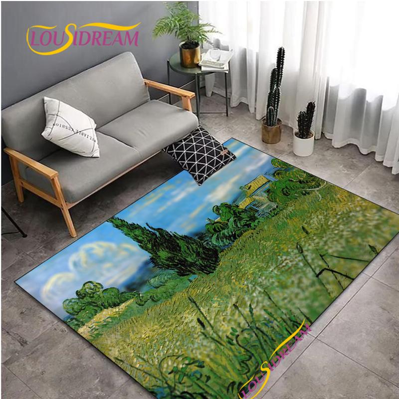 Fashion Van Gogh Art Carpet for Living Room Bedroom Rugs Kitchen Kids Door Un-slip Floor Mats Alfombra Birthday gift Poster Mat