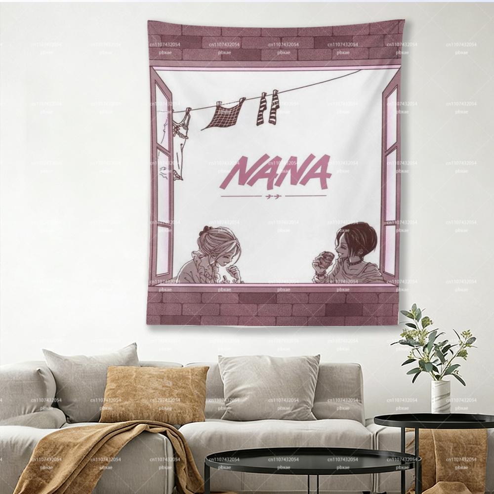 1Pc Nana Anime Tapestry, Retro Manga Window Scene Wall Hanging, Pink Aesthetic Room Decor For Bedroom Dorm