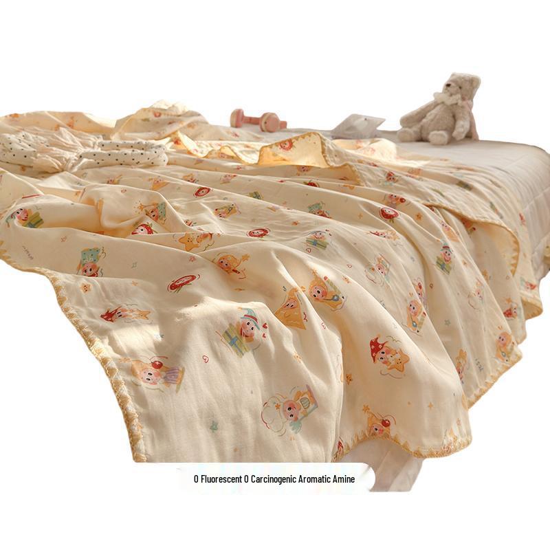 Pure Cotton Double Layer Gauze Summer Blanket for Kids and Adults