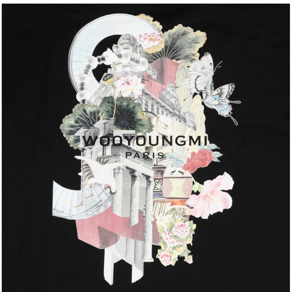 Wooyoungmi Herren Kurzarm City Grafik T-Shirt Logo hinten w253tS05 718b