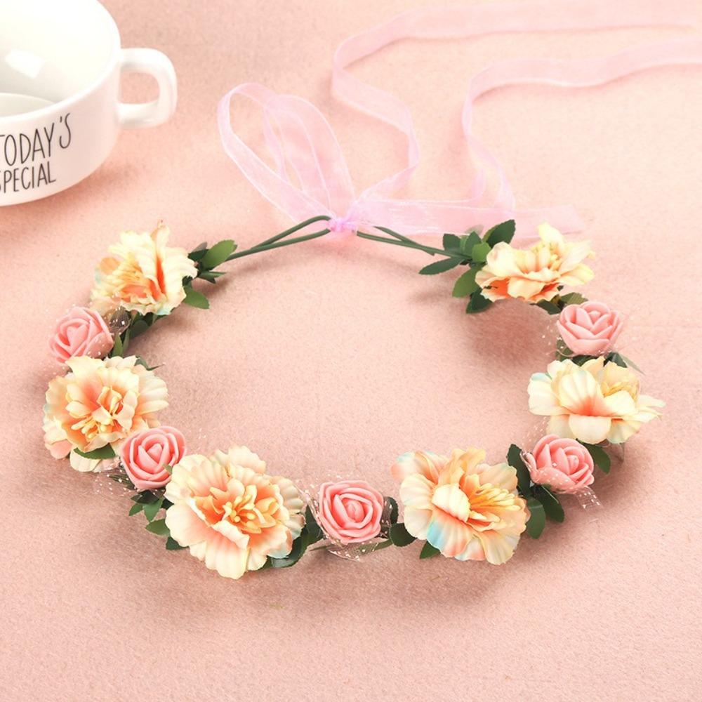 Handmade Flower Crown Braided Wreath Simulated Flower Flower Headbands Elegant Design Sweet Wind Flowers Floral Garland Outdoor