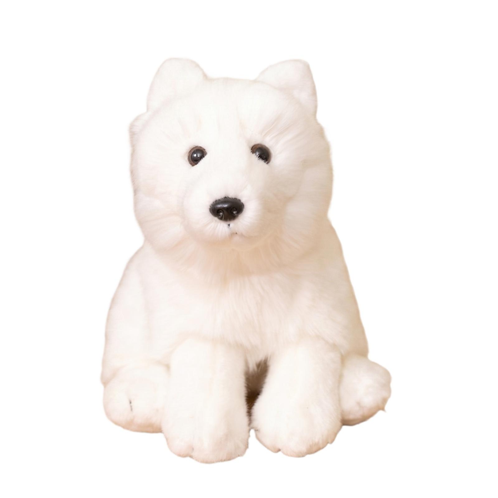 

Realistic Sitting Arctic Fox Plush Toy Soft Stuffed Animal Figurine Detailed Design for Home Decor Collectible Gift One Size