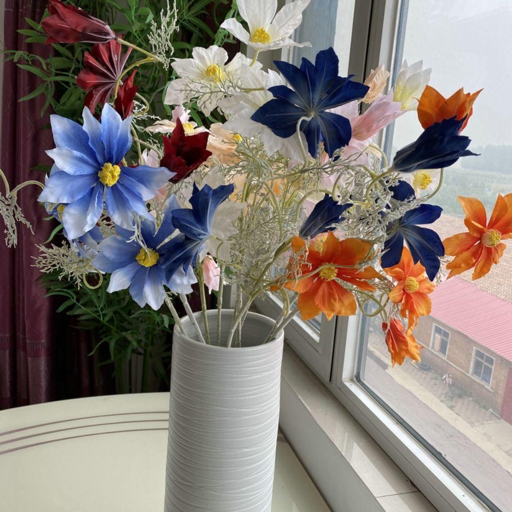 

Handcraft Silk Lotus Flowers Real Touch Artificial Clematis Fake Flowers Wedding Party