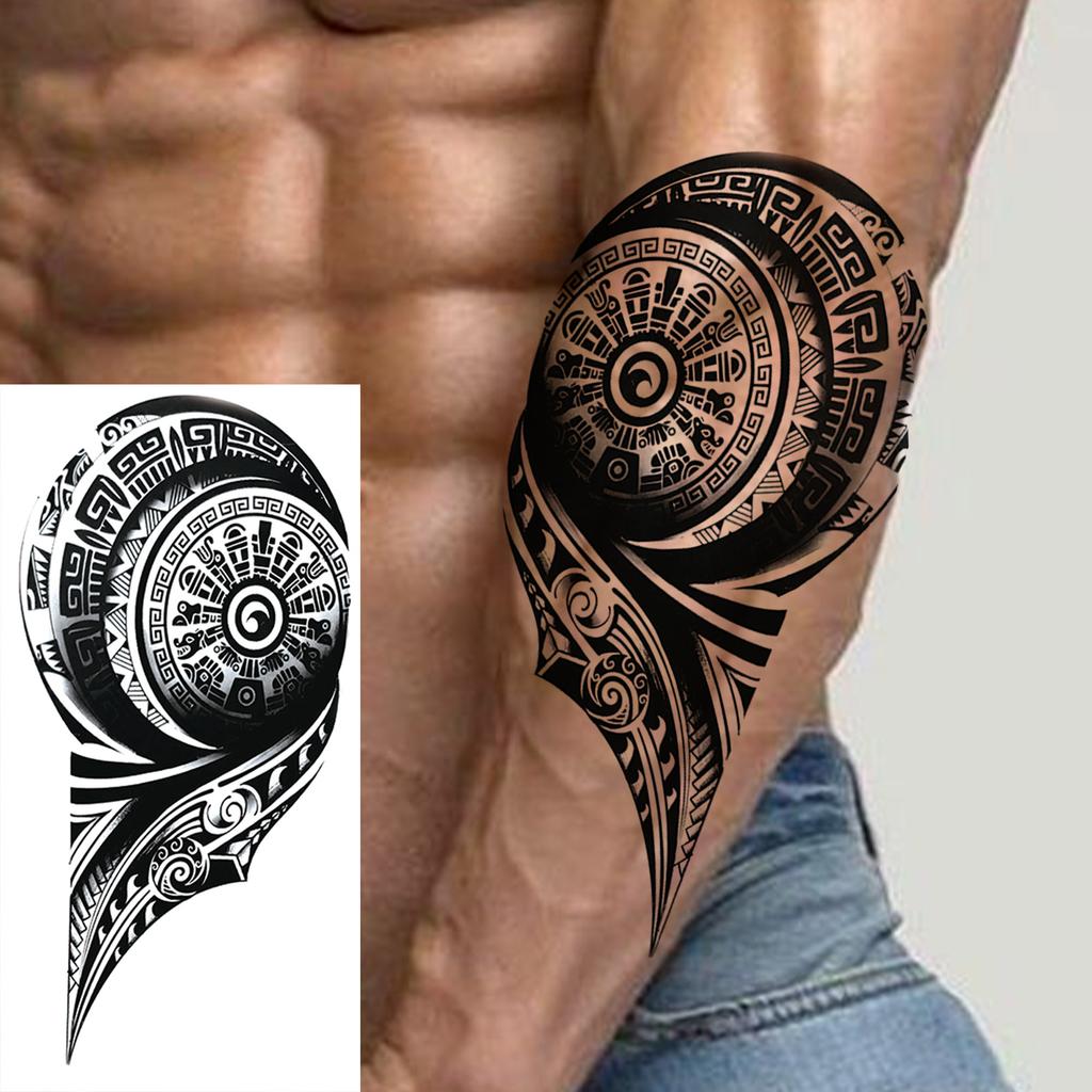 1 Sheet Tribal Totem Maori Temporary Tattoos For Adults Men Women Black Fake Sleeve Tattoo Sticker Waterproof