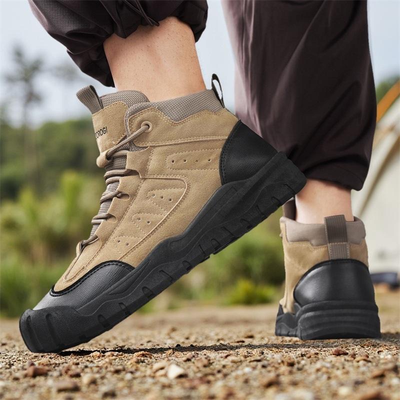 Brand Spring and Autumn Men's Boots,Men's Hiking Boots,High-quality Leather Men's Sports Shoes, Outdoor Hiking Boots, Work Shoes