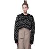 Coach Felpa da donna a manica lunga con girocollo, vestibilità ampia, casual, con stampa FW22, colore nero CF886-BK-BR