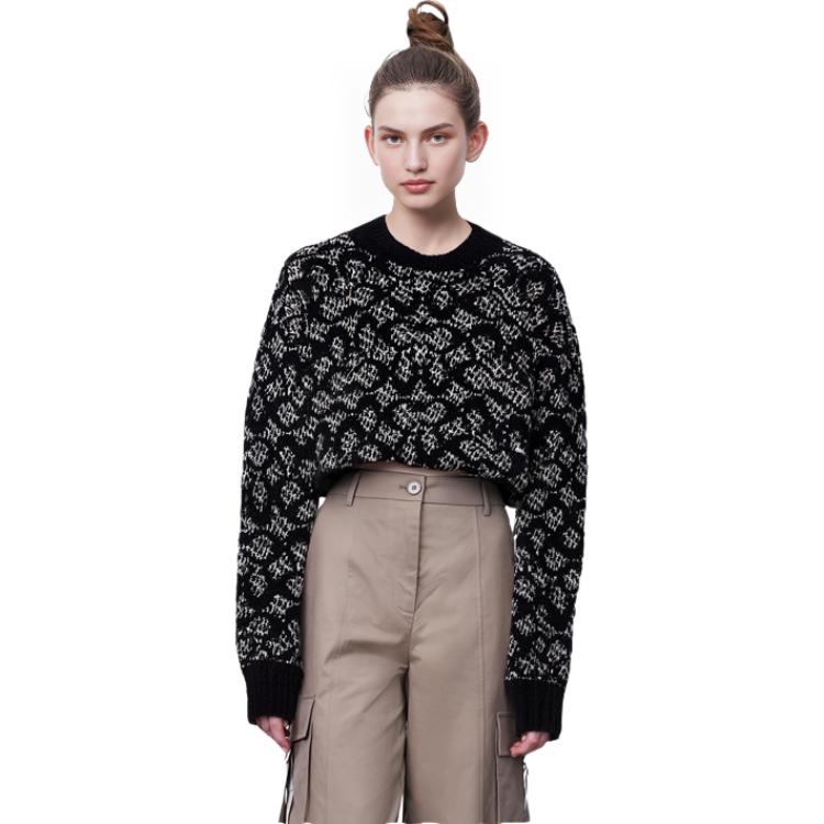 Coach Felpa da donna a manica lunga con girocollo, vestibilità ampia, casual, con stampa FW22, colore nero CF886-BK-BR